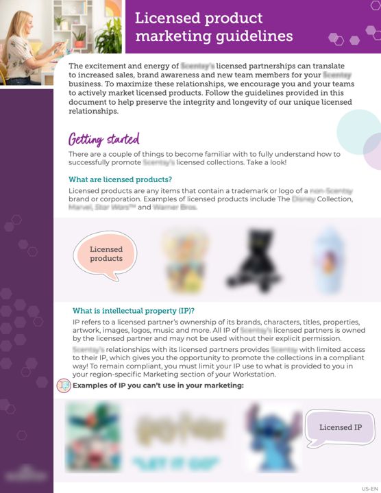 Licensed product marketing guidelines reference sheet